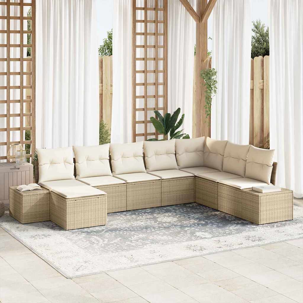 Conjunto de sofá de jardín 6 pcs Beige ratán sintético