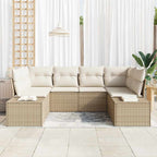 Conjunto de sofás de jardín 6 pcs Beige y Crema Poliratán