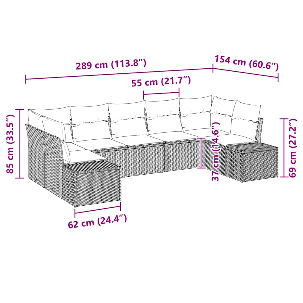 Conjunto de sofás de jardín 7 pcs Beige y Crema Poliratán