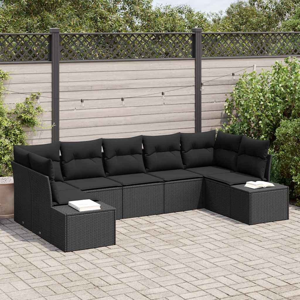 Conjunto de sofás de jardín 7 pcs Beige y Crema Poliratán