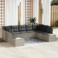Conjunto de sofás de jardín 9 pcs Gris Claro Ratán sintético