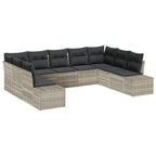 Conjunto de sofás de jardín 9 pcs Gris Claro Ratán sintético