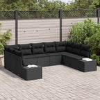 Conjunto de sofás de jardín 9 pcs Negro Ratán sintético