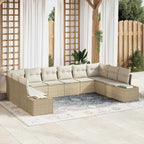 Conjunto de sofás de jardín con cojín 10 pcs Beige y Crema