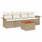 Conjunto de sofás de jardín 5 pcs Beige y Crema ratán sintético