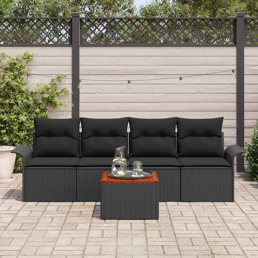 Conjunto de sofás de jardín 5 pcs Beige y Crema ratán sintético