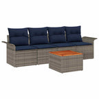Conjunto de sofás de jardín 5 pcs Gris y azul marino
