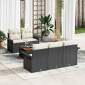 Conjunto de sofás de jardín 6 pcs Negro y crema ratán sintético