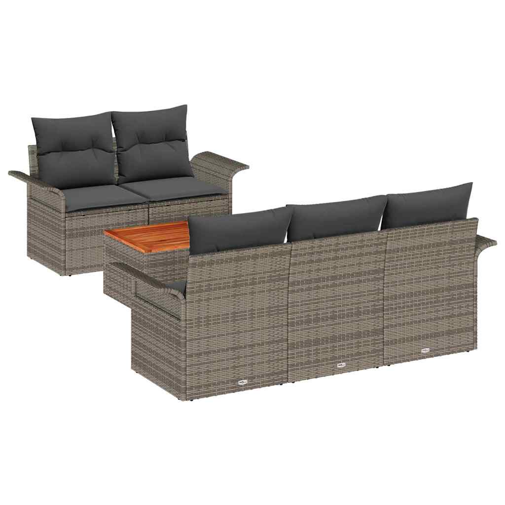 Conjunto de sofás de jardín 6 pcs Gris ratán sintético