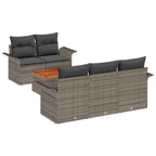 Conjunto de sofás de jardín 6 pcs Gris ratán sintético