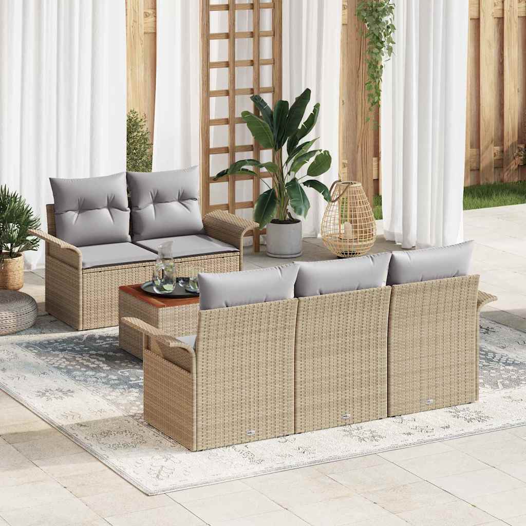 Conjunto de sofás de jardín 6 pcs Beige y Gris Claro