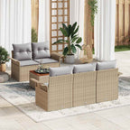 Conjunto de sofás de jardín 6 pcs Beige y Gris Claro