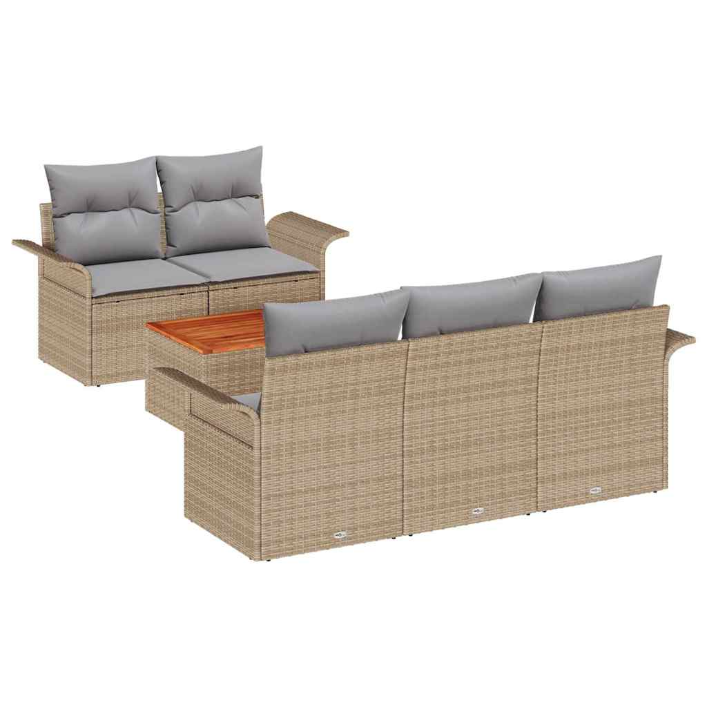 Conjunto de sofás de jardín 6 pcs Beige y Gris Claro