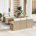Conjunto de sofás de jardín 6 pcs Beige y Crema ratán sintético