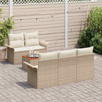 Conjunto de sofás de jardín 6 pcs Beige y Crema ratán sintético