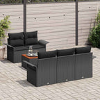 Conjunto de sofás de jardín 6 pcs Negro ratán sintético