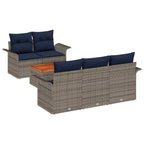 Conjunto de sofás de jardín 6 pcs Gris y azul marino