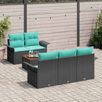 Conjunto de sofás de jardín 6 pcs Negro y Turquesa