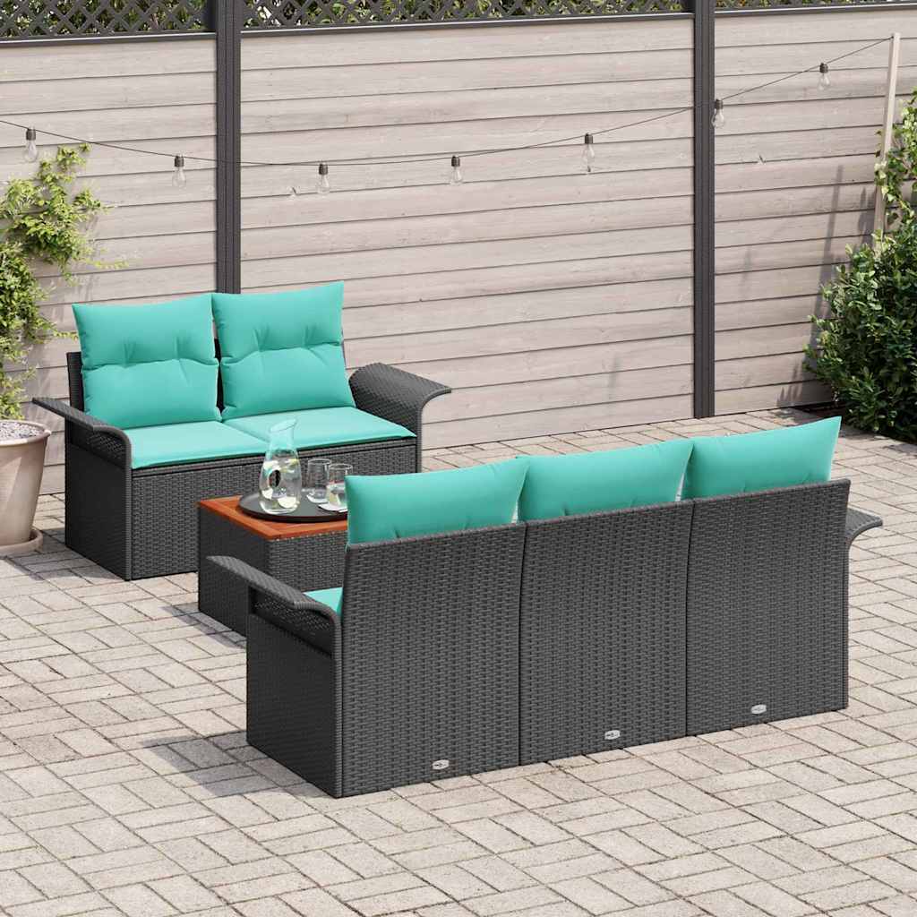 Conjunto de sofás de jardín 6 pcs Negro y Turquesa