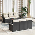 Conjunto de sofás de jardín 7 pcs Negro y crema ratán sintético