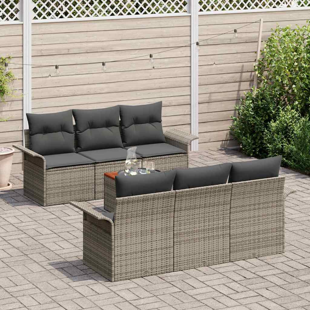 Conjunto de sofás de jardín 7 pcs Gris ratán sintético