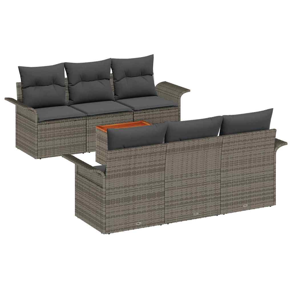 Conjunto de sofás de jardín 7 pcs Gris ratán sintético