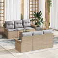 Conjunto de sofás de jardín 7 pcs Beige y Gris Claro
