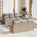 Conjunto de sofás de jardín 7 pcs Beige y Gris Claro