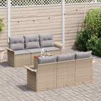 Conjunto de sofás de jardín 7 pcs Beige y Gris Claro