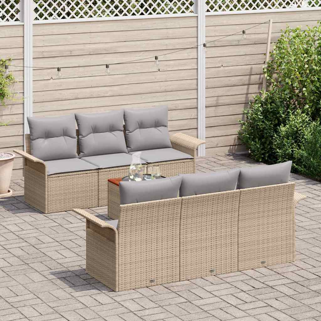Conjunto de sofás de jardín 7 pcs Beige y Gris Claro