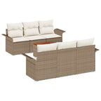 Conjunto de sofás de jardín 7 pcs Beige y Crema ratán sintético