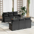 Conjunto de sofás de jardín 7 pcs Negro ratán sintético