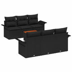 Conjunto de sofás de jardín 7 pcs Negro ratán sintético