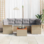 Conjunto de sofás de jardín 7 pcs Beige y Gris Claro
