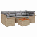 Conjunto de sofás de jardín 7 pcs Beige y Gris Claro