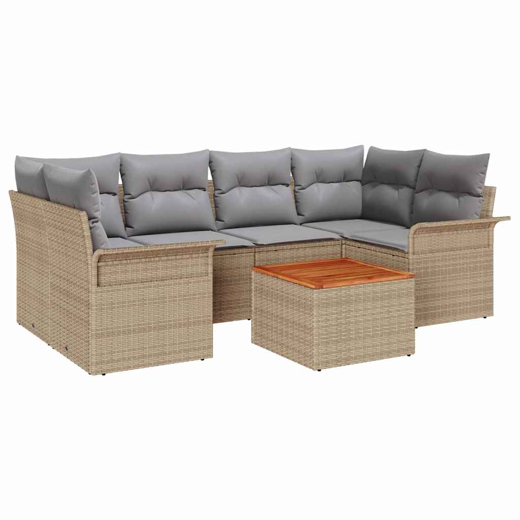 Conjunto de sofás de jardín 7 pcs Beige y Gris Claro