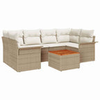 Conjunto de sofás de jardín 7 pcs Beige y Crema ratán sintético