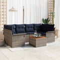 Conjunto de sofás de jardín 7 pcs Gris y azul marino