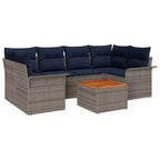 Conjunto de sofás de jardín 7 pcs Gris y azul marino