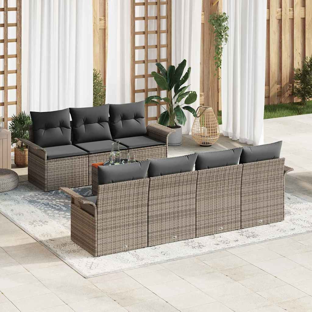 Conjunto de sofás de jardín 8 pcs Beige y Crema ratán sintético