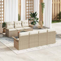 Conjunto de sofás de jardín 8 pcs Beige y Crema ratán sintético