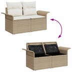 Conjunto de sofás de jardín 8 pcs Beige y Crema ratán sintético