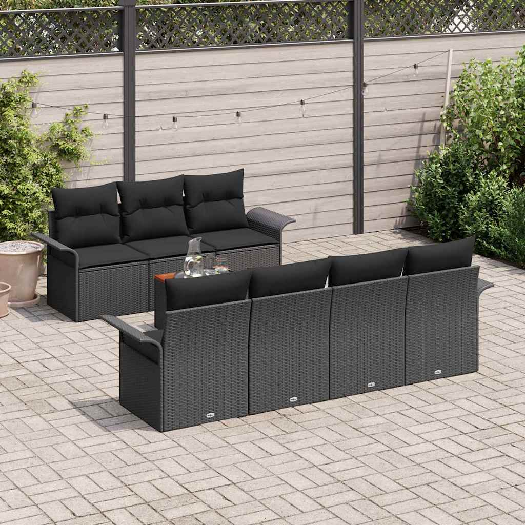 Conjunto de sofás de jardín 8 pcs Beige y Crema ratán sintético