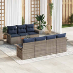 Conjunto de sofás de jardín 8 pcs Gris y azul marino