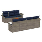 Conjunto de sofás de jardín 8 pcs Gris y azul marino
