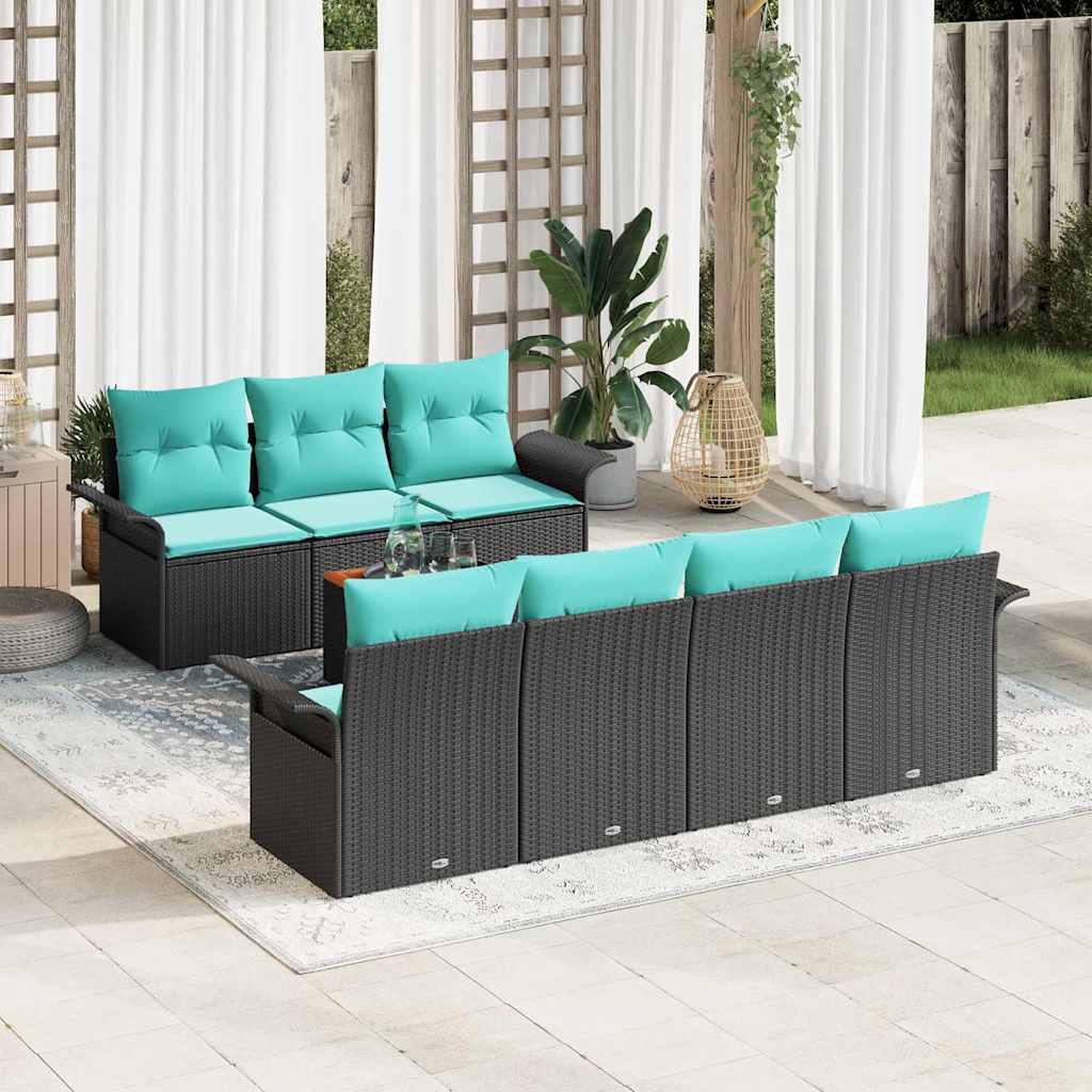 Conjunto de sofás de jardín 8 pcs Gris y azul marino