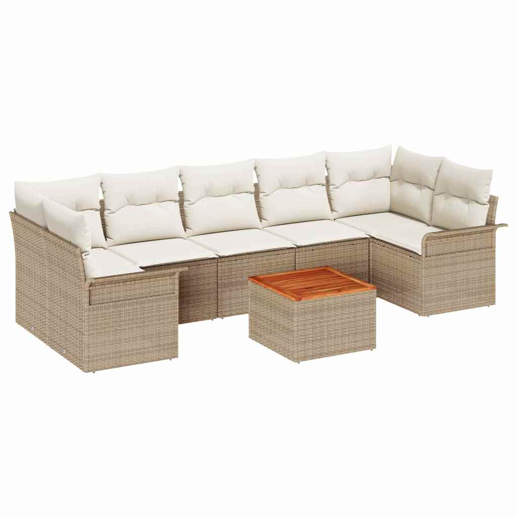 Conjunto de sofás de jardín 8 pcs Beige y Crema ratán sintético
