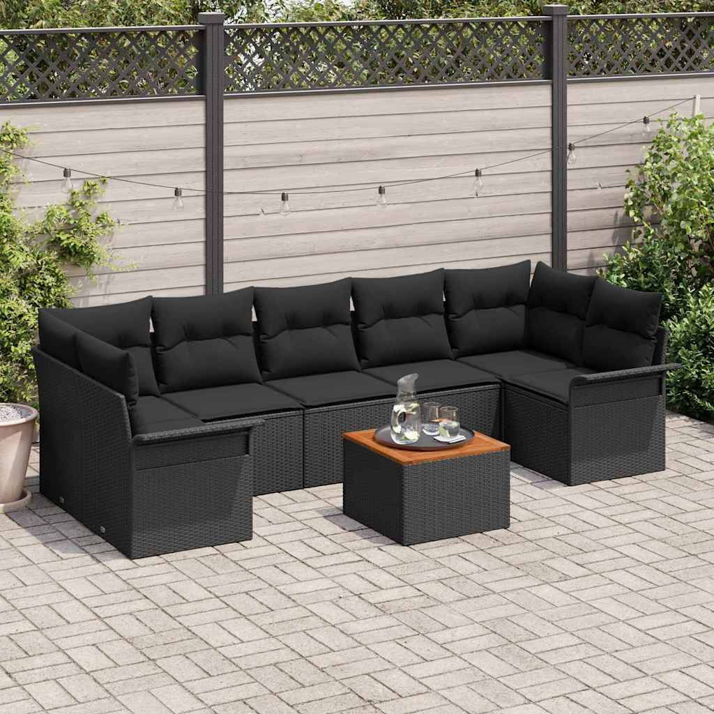 Conjunto de sofás de jardín 8 pcs Beige y Crema ratán sintético