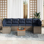 Conjunto de sofás de jardín 8 pcs Gris y azul marino