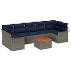 Conjunto de sofás de jardín 8 pcs Gris y azul marino